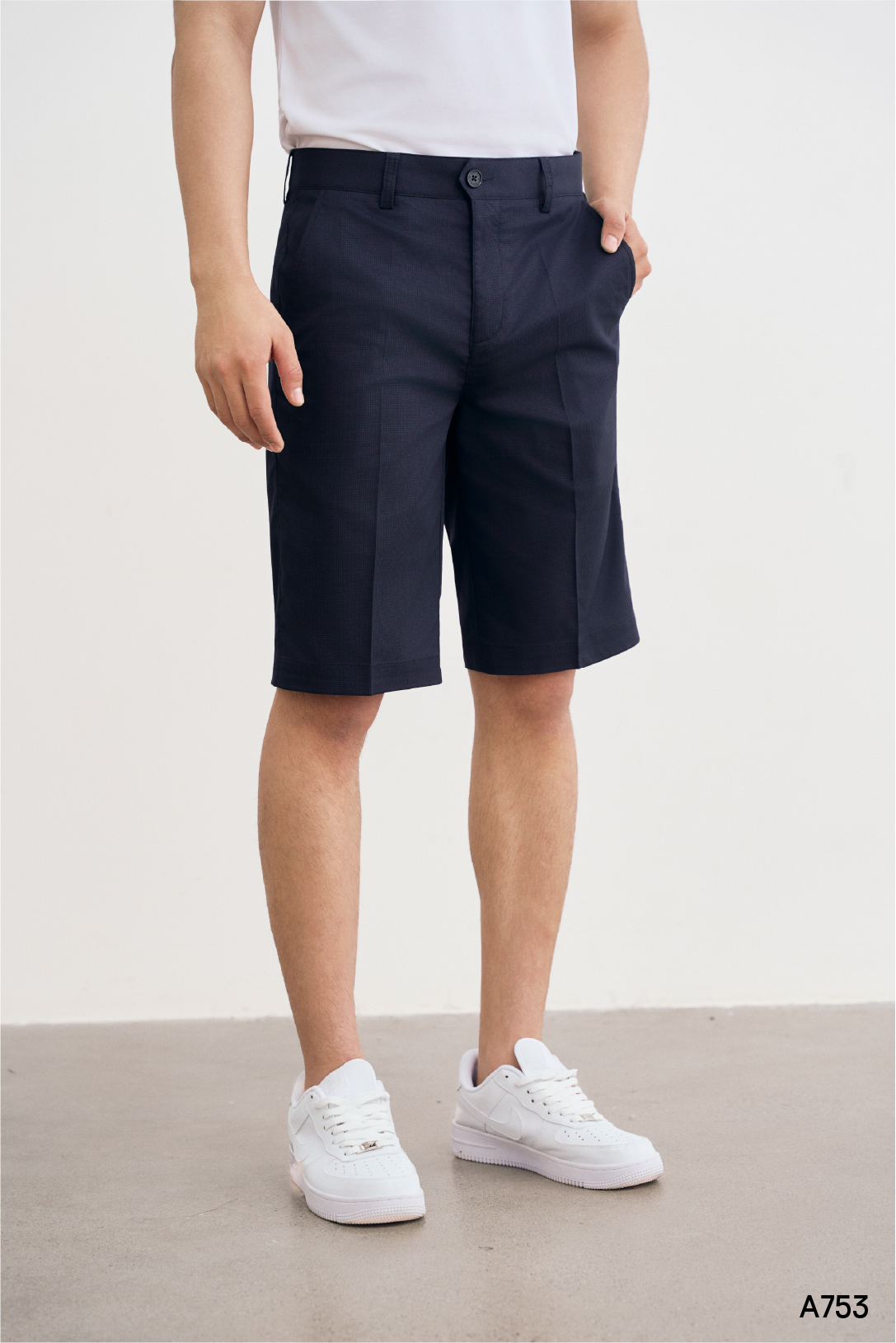 Quần short kaki regular nam cao cấp Santino màu xanh đen | A753